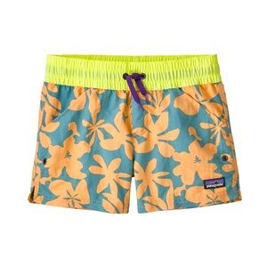 NWT Patagonia Costa Rica Baggies Tropical Print Active Nylon Shorts Girls Large